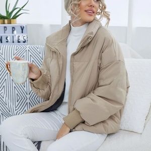 Shein Drop Shoulder Zip Up Puffer Jacket